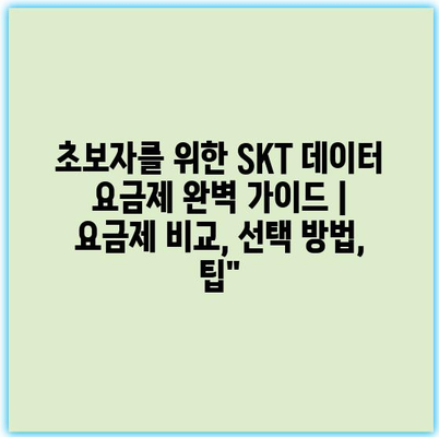 초보자를 위한 SKT 데이터 요금제 완벽 가이드 | 요금제 비교, 선택 방법, 팁”