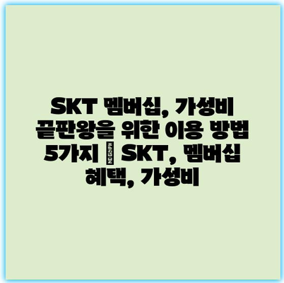 SKT 멤버십, 가성비 끝판왕을 위한 이용 방법 5가지 | SKT, 멤버십 혜택, 가성비