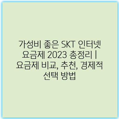 가성비 좋은 SKT 인터넷 요금제 2023 총정리 | 요금제 비교, 추천, 경제적 선택 방법