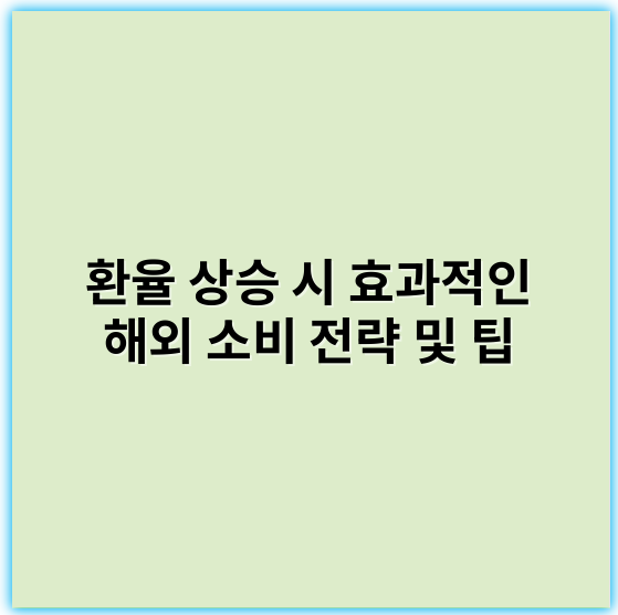 환율 상승 시 효과적인 해외 소비 전략 및 팁